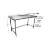Bk Resources Stainless Steel Work Table With Open Base, 1.5" Rear Riser 72"Wx30"D VTTROB-7230